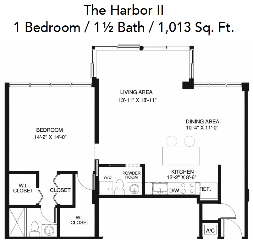The Harbor II apartment layout at John Knox Village