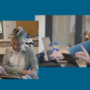 seniors learning technology in a classroom